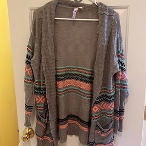 Gray Cardigan with Pattern